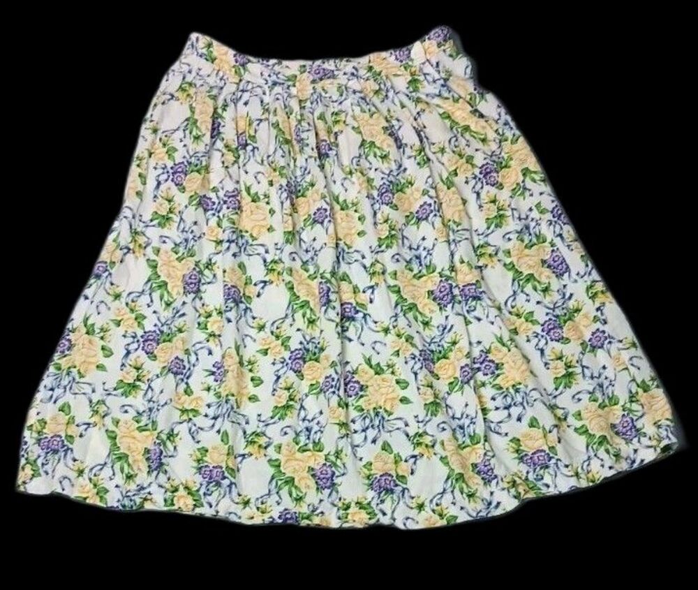 VTG Bechamel A Line Midi Skirt Size 16 Ditsy Floral Cottagecore Grandmacore Boho